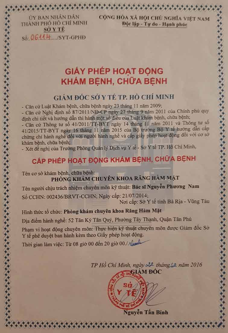 giấy phép hoạt động