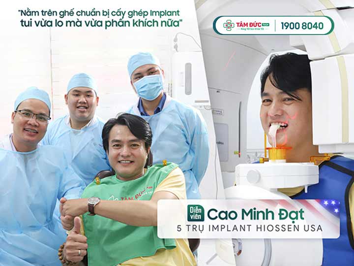 phục hình sứ tức thì sau khi cấy ghép implant cho diễn viên Cao Minh Đạt