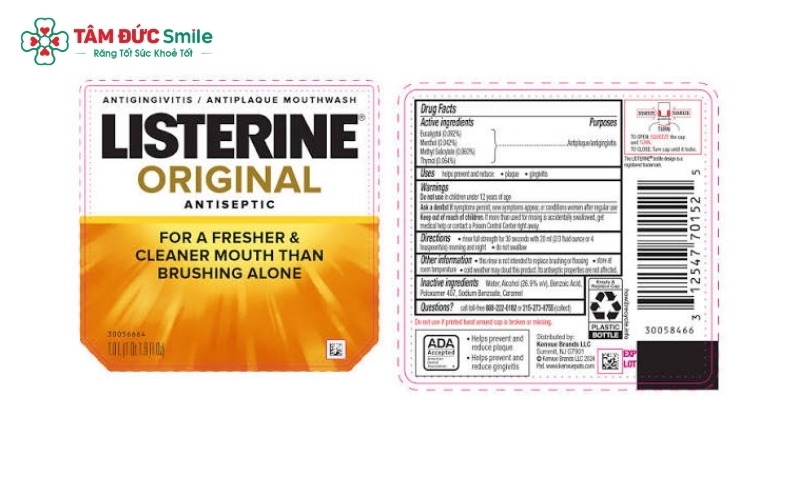 Các hoạt chất từ tinh dầu trong Listerine giúp kháng khuẩn và mang lại cảm giác thơm mát cho hơi thở.