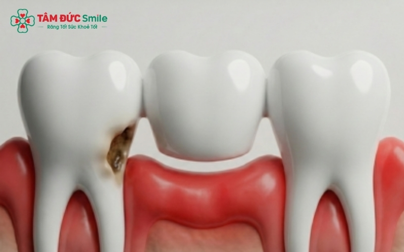 Khoảng hở là nơi lý tưởng để vi khuẩn trú ngụ, dẫn đến viêm nướu, hôi miệng và làm hỏng hoàn toàn răng trụ nếu không được xử lý sớm.