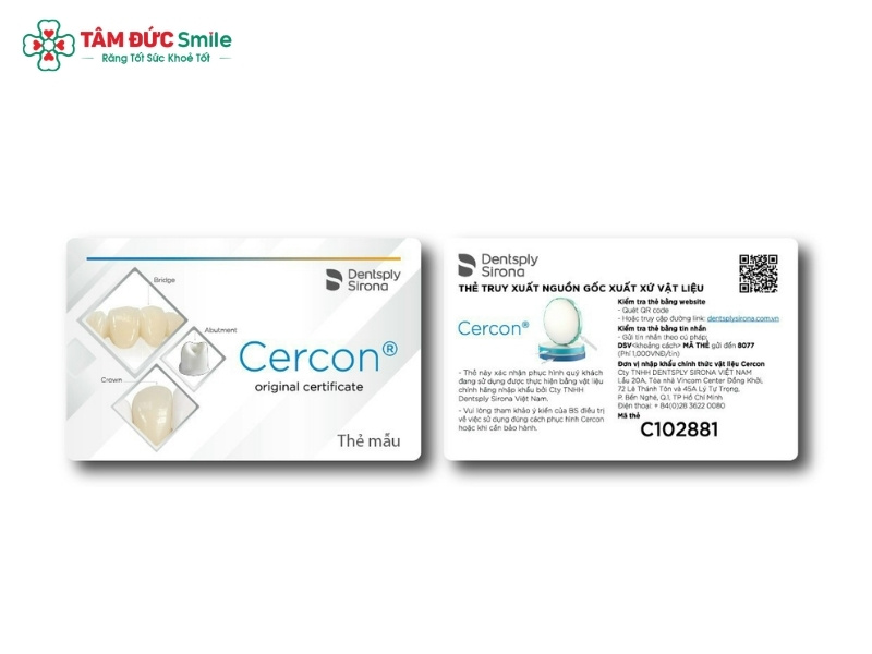 Thẻ bảo hành răng sứ Cercon HT được bao lâu? Cách kiểm tra chính hãng